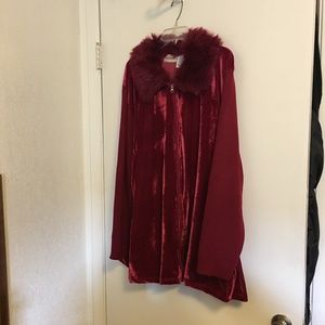 Veranesi Red Velvet Coat Jacket Fur 3-4X